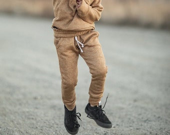 Toddler Pocketed Joggers-  Baby Pants - Toddler Leggings - Harem Pants - Mustard rust brown Joggers