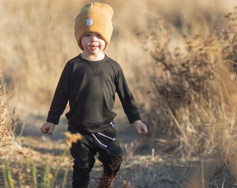 baby toddler boy black crew neck sweater