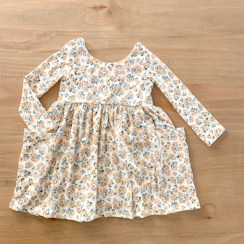 Rust Twirl Dress Baby Girl Toddler Knit Oversized Pocket - Etsy