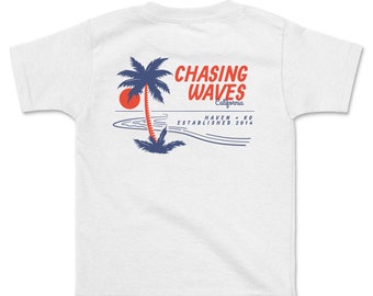 Chasing Waves Tee - Locals Only Beach T Shirt, Palm trees, summer forever