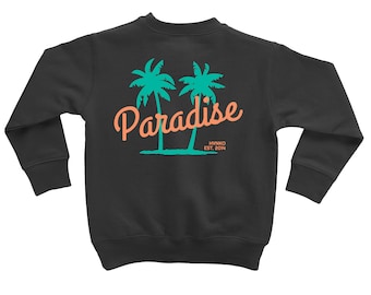 Paradise Surf Crew Neck Sweater - Locals Only Beach sweatshirt, Palm trees, summer forever