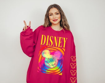 Disney Family sweater, Disneyland, Disney world sweater, Mickey ear sweater shirt, kids mickey silhouette shirt,  women pink nirvana sweater