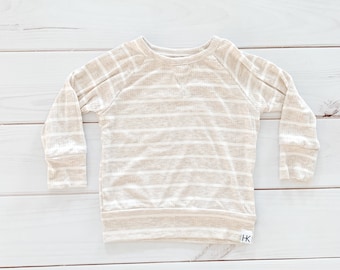 Oatmeal Cream Stripe Crew Neck Sweater - baby toddler boy pull over hoodie