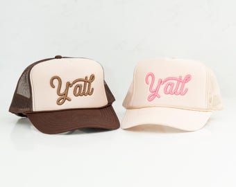 Y'all Embroidered trucker hat, Customize this country Y'all hat, pick your hat style
