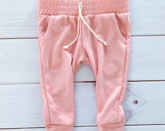 Pink Pocketed Jogger - jogger baby - toddler leggings - baby leggings - baby joggers - harem pants