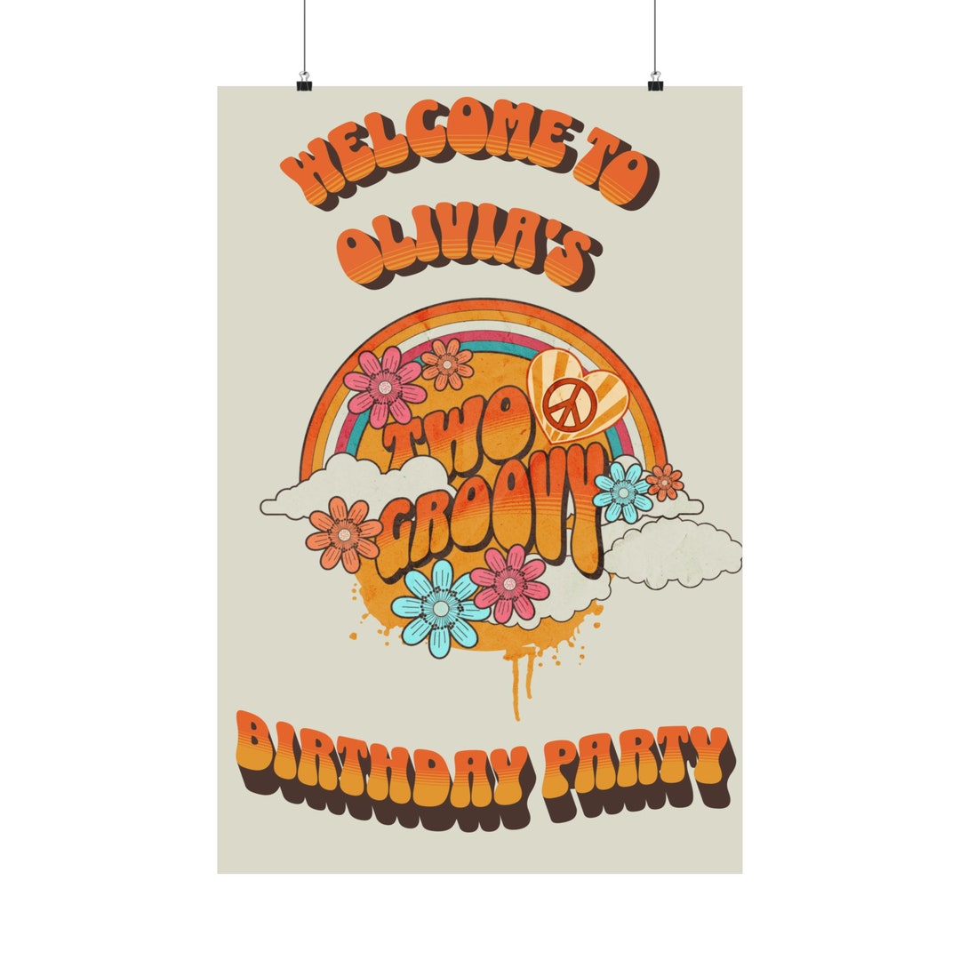 Two Groovy Birthday Party Welcome Sign, Editable Birthday Welcome ...