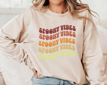 Spooky Vibes Pullover, Halloween Rundhalsausschnitt, Herbst Sweatshirt, Spooky Saison, Spooky Vibes Bekleidung Hoodie, Bleiben Sie gruselig, Goth Bekleidung