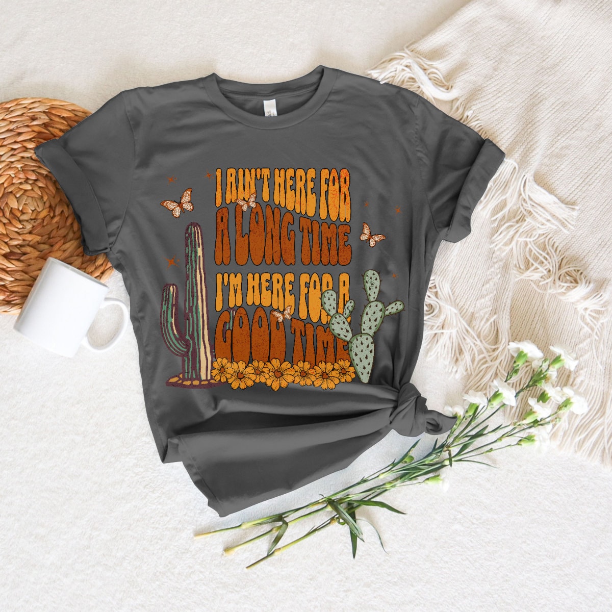Ain t Here for a Long Time Here for a Good Time George Strait Oversized Country Concert Western Graphic Band T shirt Country Lyric Tee Etsy