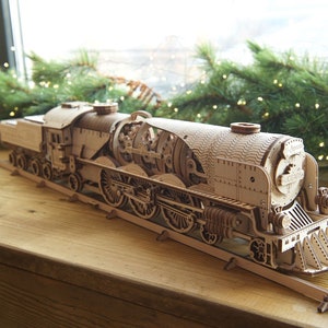 V-Express Steam Train by UGears - build your own moving wooden Train. Self assembly kit.