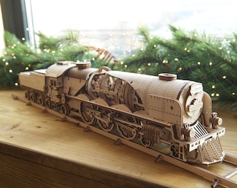 V-Express Steam Train by UGears - build your own moving wooden Train. Self assembly kit.