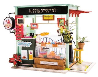 Rolife Dessert Shop Dollhouse DIY Kit, Miniature Ice Cream Shop