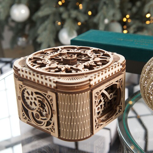 Treasure box - build your own secret box model by UGears. Self assembly kit.