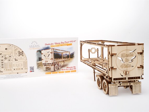 Remorque UGEARS VM-03 Pour Camion - Modèle Bois 138 Pièces Sans Colle, Compatible Avec Le Camion Heavy Boy