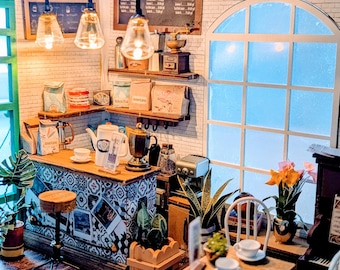 DIY Miniature Coffee Shop Kit: Simon's Coffee, Dollhouse Scale