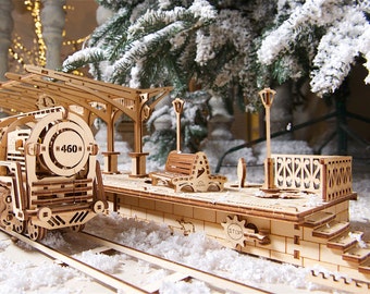 Railway Platform - build your own working model by UGears. Self assembly kit.