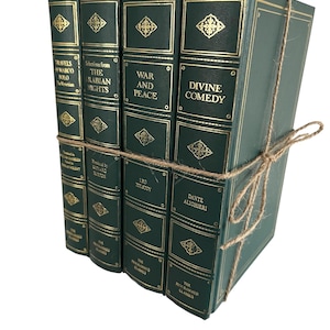 Vintage Hunter Green Book Set: Decorative Programmed Classics