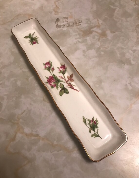 Royal Victorian Staffordshire China Oblong Tray Made in England Eye Glass Holder