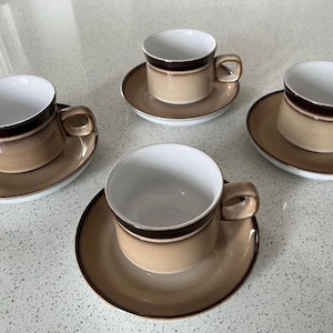 Denby Langley Country Cuisine Teacups - Beige & Brown - Set of 4