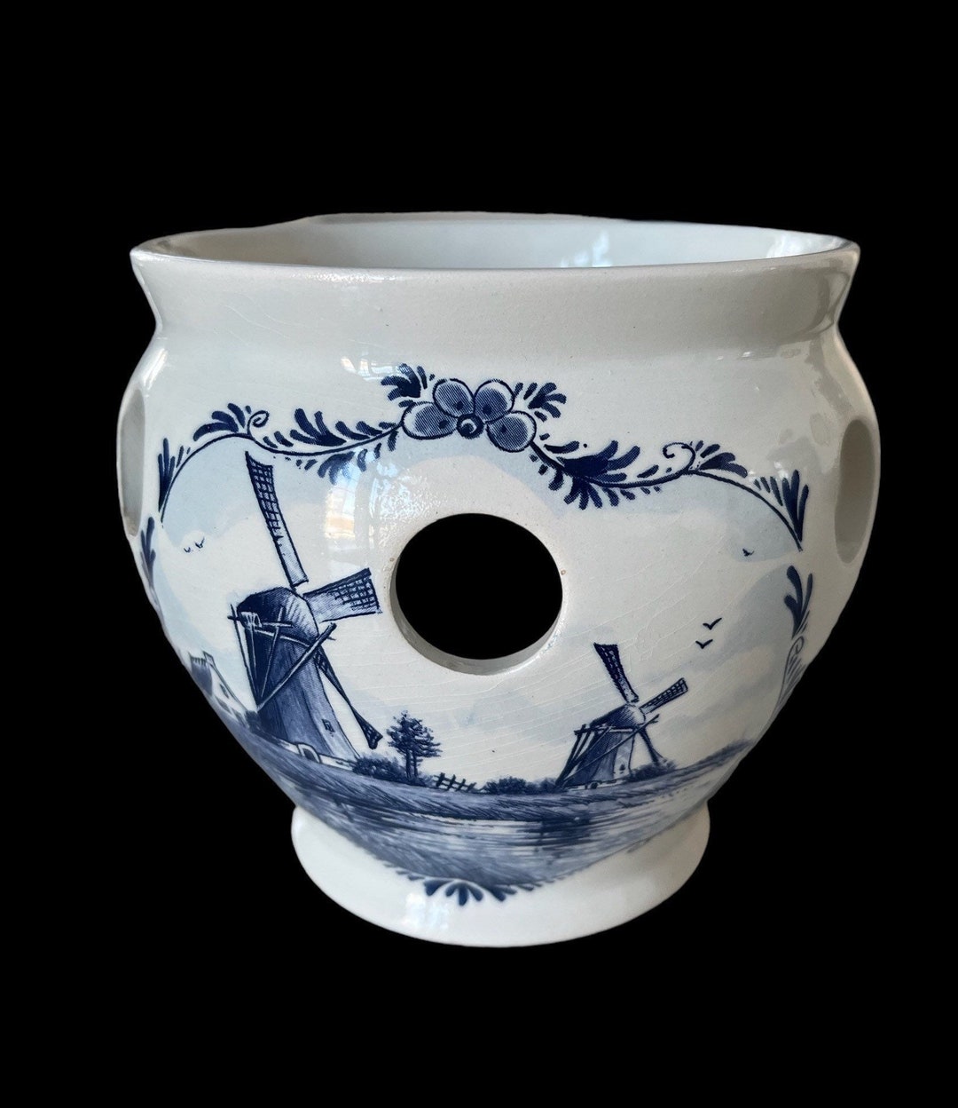 Delft Holland Plant Pot, Vintage Planter, Blue and White Plant Pot Etsy
