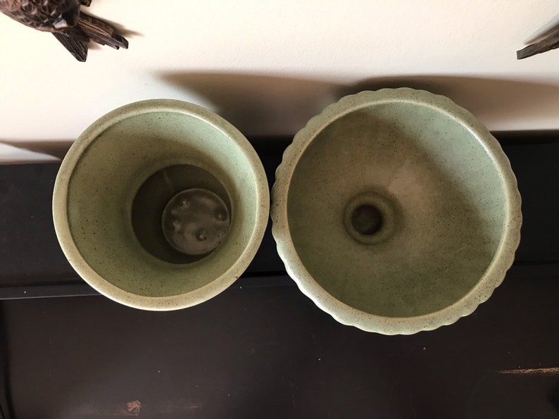 Green Planters Set of 2 Planters Vintage Haeger Pottery Planter Pots