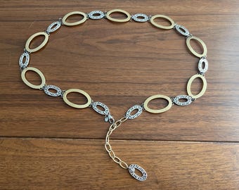 Vintage Brighton Chain Belt: Gold & Silver Tone, Size XXL