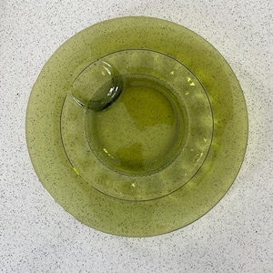 Vintage Indiana Glass Green Kings Crown Plate