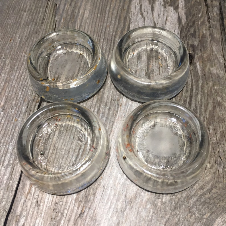 Set Of 4 Vintage Glass Furniture Casters Made In Canada Etsy