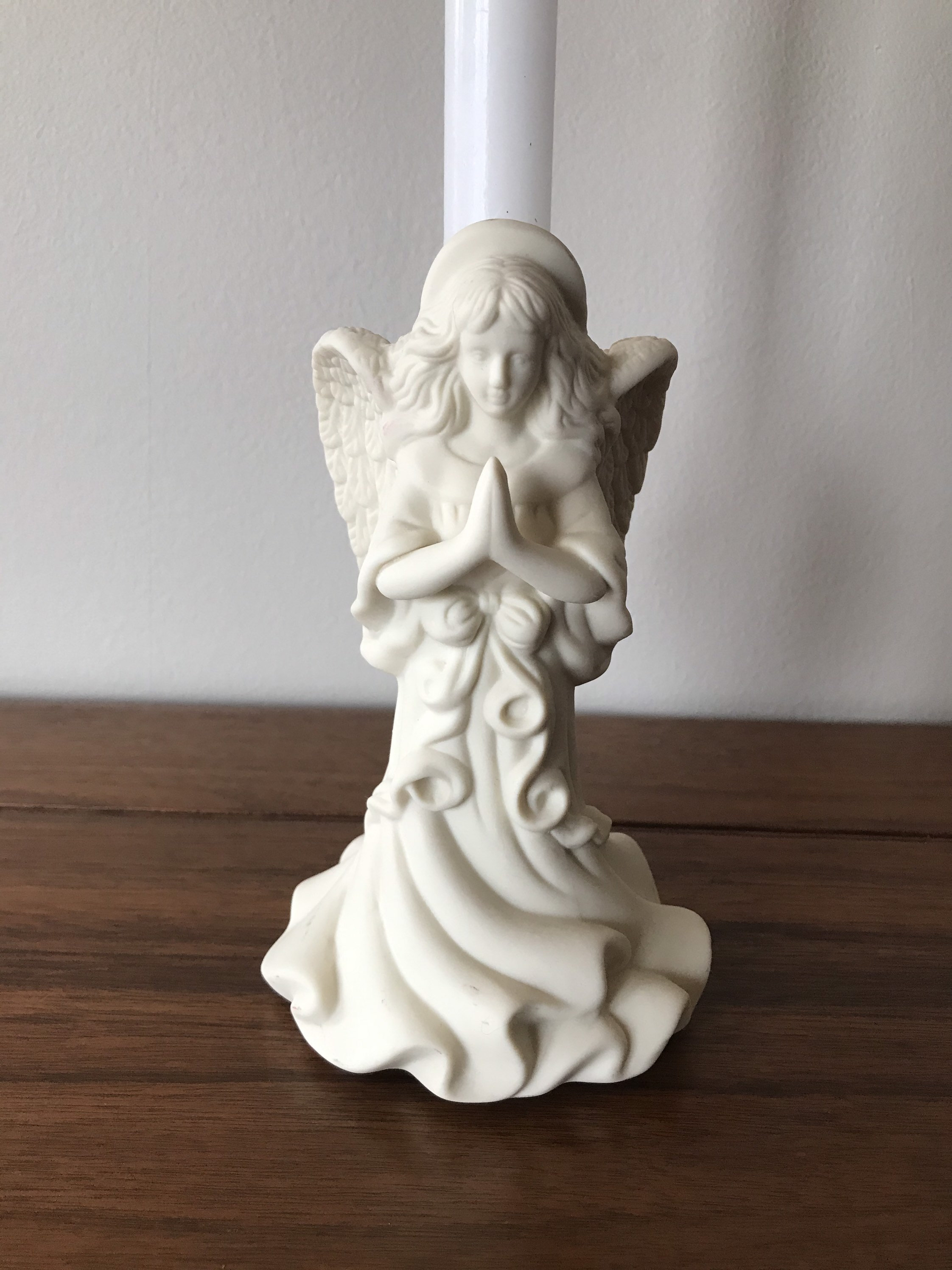 Partylite Bisque Porcelain Angel Candle Holder vintage Etsy