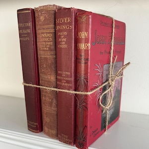 Antique Red & Burgundy Book Stack: Decorative Books, Signed Edition