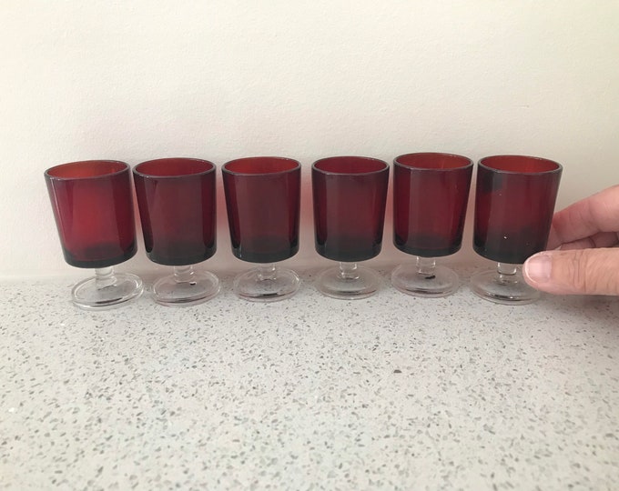 Vintage Shot Glasses, Set of 6 1970s Luminarc Cavalier Shot Glasses
