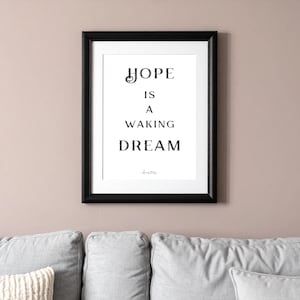 Aristotle Quote Printable | &quot;Hope is a Waking Dream&quot; | Digital Download Wall Art | Minimalist Philosophy Decor