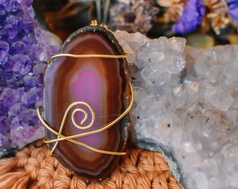 Agate Slice Wire Wrapped Necklace