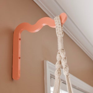 Wavy Plant Hook - Squiggle Plant Hanger - Colorful Wall Hook - Maximalist Style