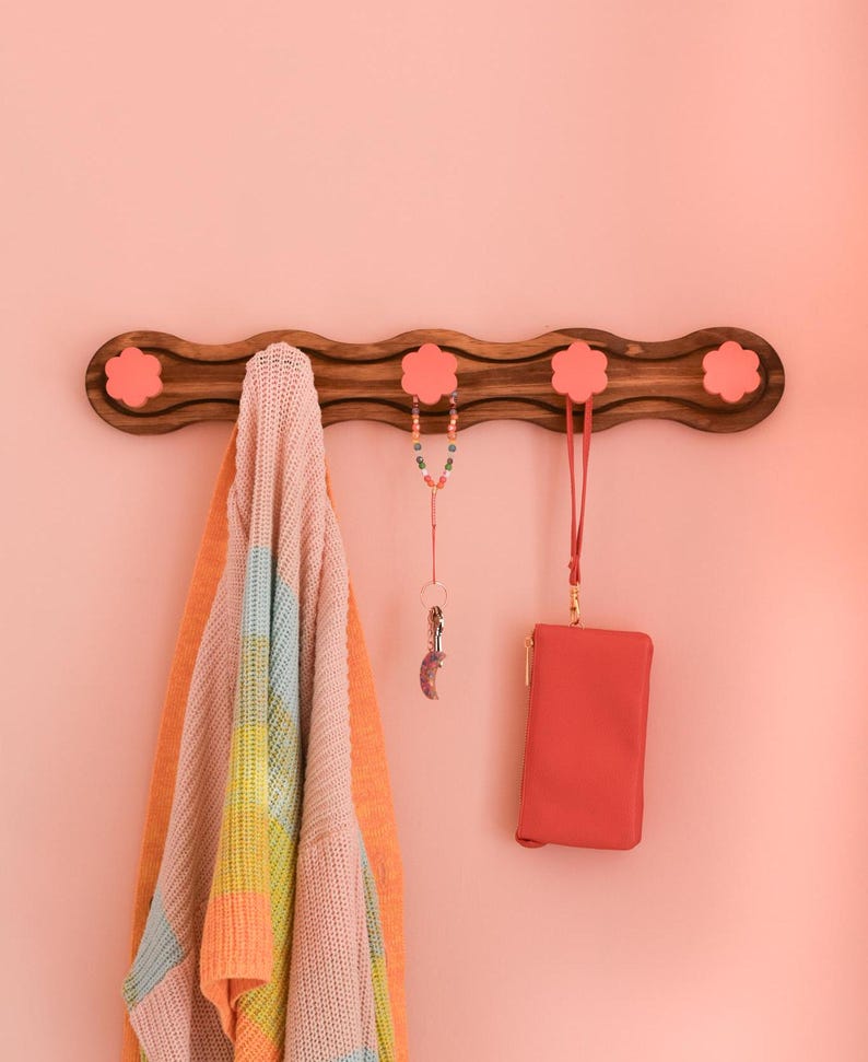 Wavy flower wood coat rack