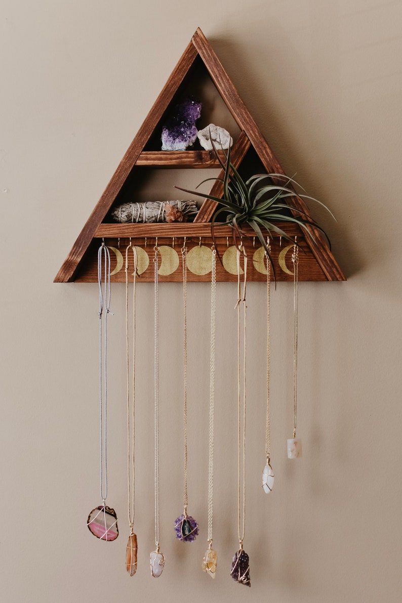 Triangle Shelf Jewelry Hanger 15 Hooks Etsy