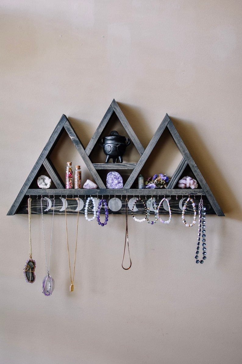 Witchy Silver Large Triangle Shelf Jewelry Hanger 30 Hooks LIMITED EDITION image 2