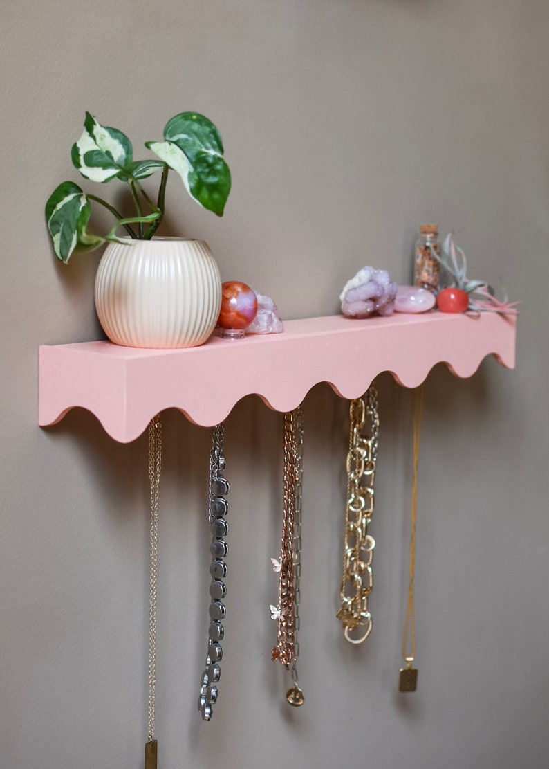 Wavy Shelf Jewelry Hanger Squiggle Shelf Jewelry Holder Eclectic Decor Maximalist Style zdjęcie 9