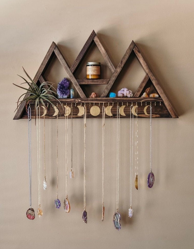 Large Triangle Shelf Jewelry Hanger  30 Hooks image 1