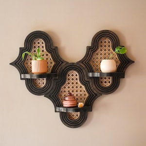 Ornate Shelf - Rattan Caning Shelf - Arch Shelf - Art Deco Wall Decor - Moroccan Inspired Wall Hanging
