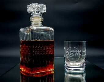 Holiday gift, YEM Rocks Glass | Engraved Whiskey Glass | Etched Bourbon Glasses | New House Warming Gift