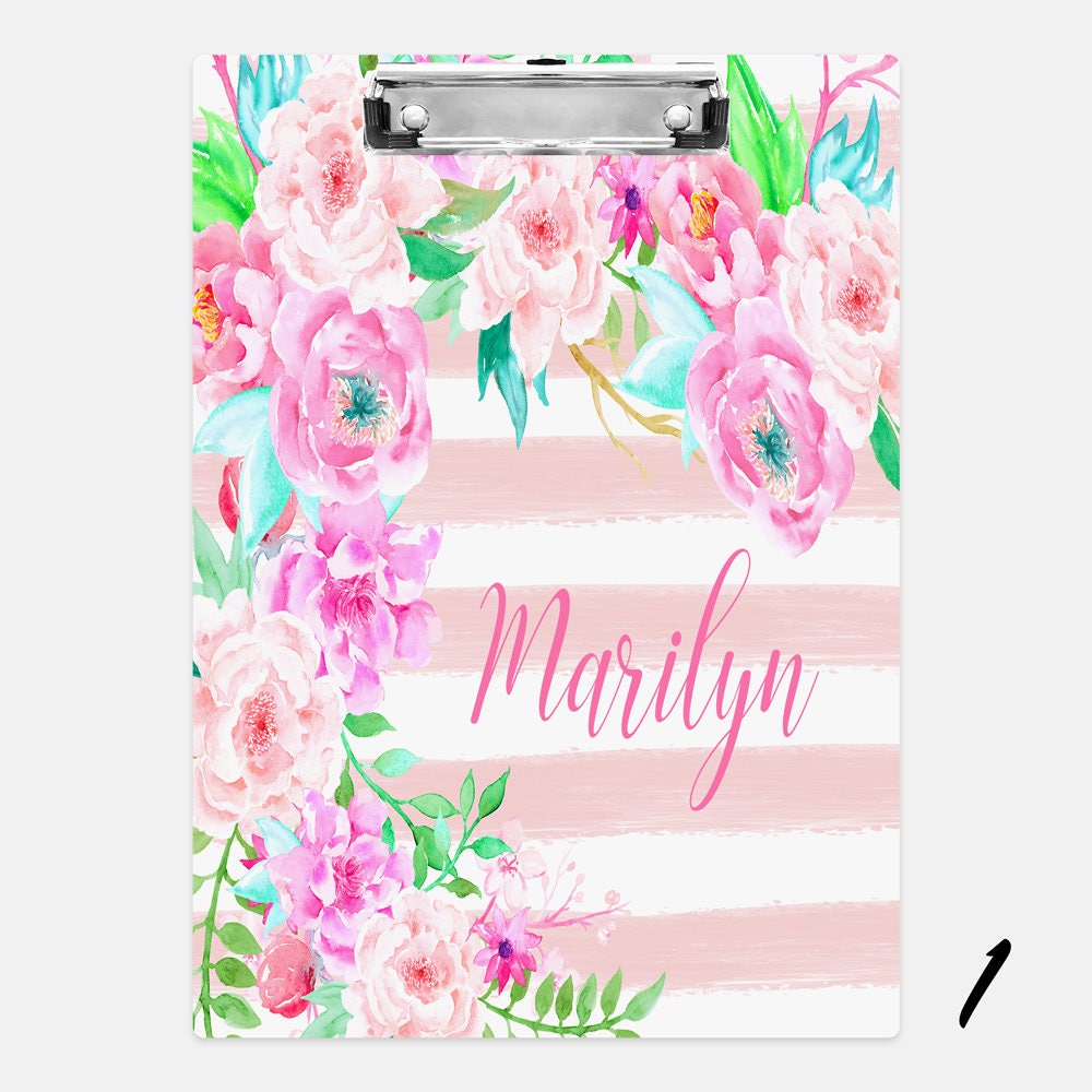 Personalized clipboard Floral Clipboard Double sided Etsy