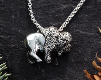 Bison Necklace - Buffalo Necklace - Sterling Silver Bison Pendant - Bison Jewelry - Buffalo Jewelry - Wild Life Jewelry - Tatanka