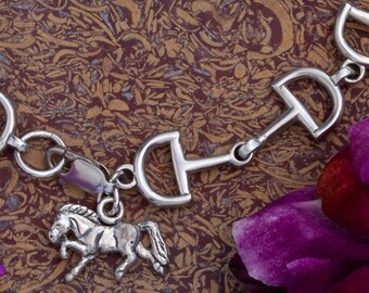 Sterlingzilver paardentrens schakelarmband - paardensieraden