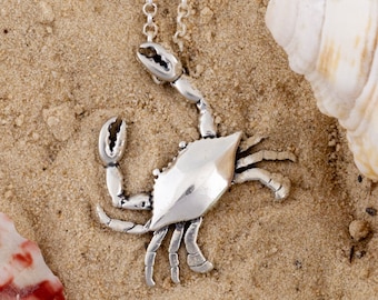 Krabbe Anhänger - Sterling Silber - Krabbe Schmuck - Strand Schmuck - Ozean Schmuck - Krabbe Anhänger