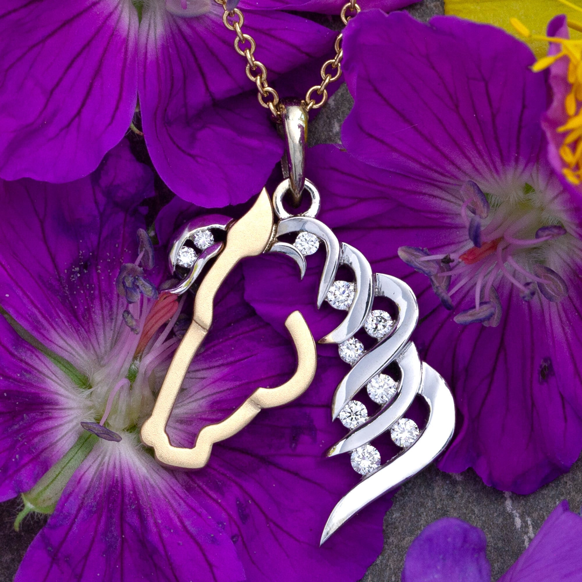 white gold horse necklace