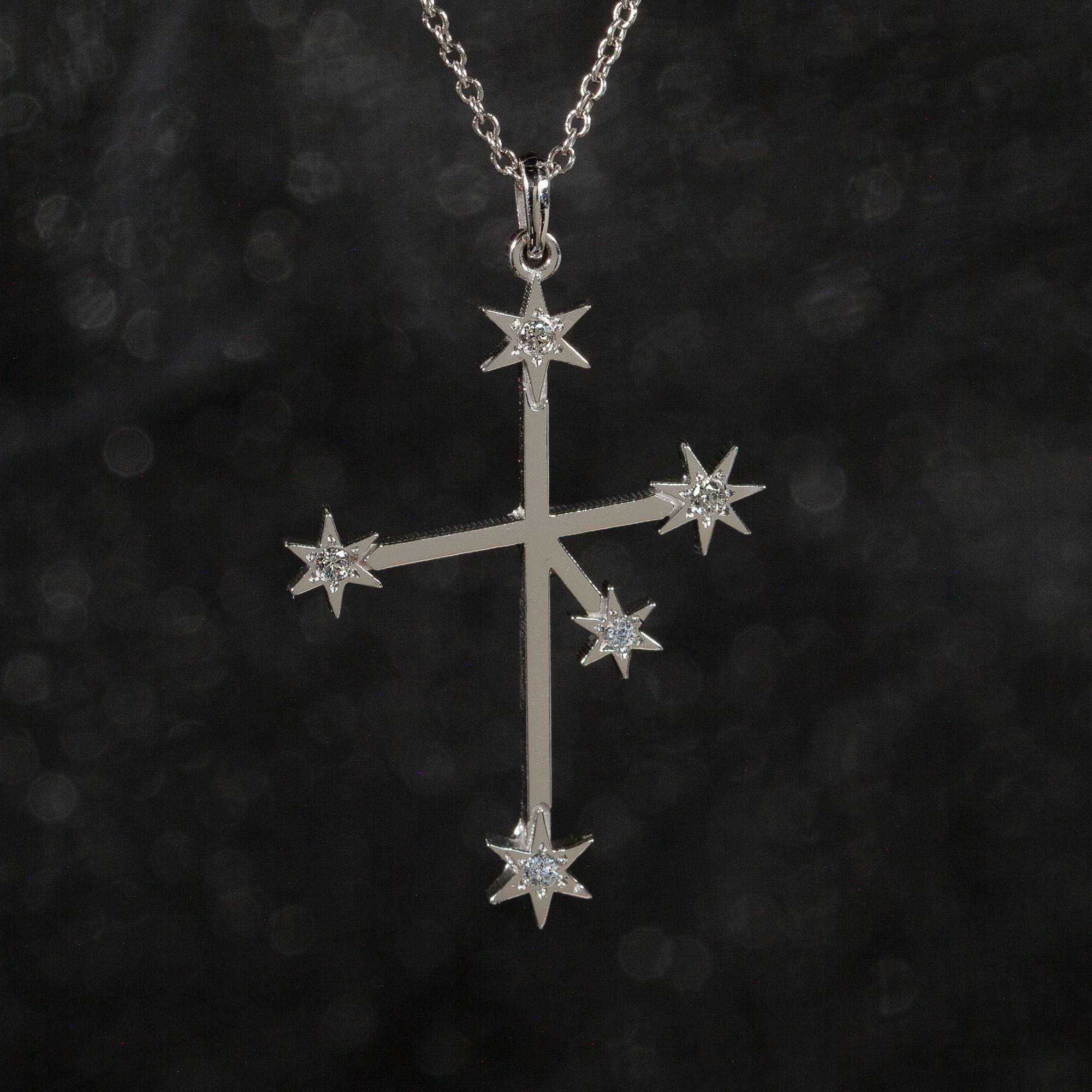 Southern Cross Diamond Star Necklace - 14K White Gold .08ctw