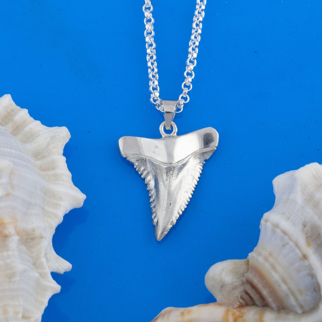 vintage SHARK TEETH pendant top サメの歯 3連 Shark Tooth Necklace - Sterling Silver - Shark Tooth Jewelry