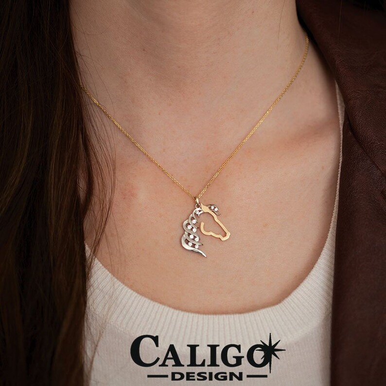 Horse Pendant Necklace Silhouette 14k Tt Gold With Diamonds Jewelry Western Cowboy West