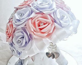 Paper flower bouquet, Bridal flowers, White and baby pink bride flowers, Bridal bouquet, Traditional wedding // (The Elizabeth)