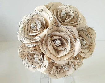 P.S I Love You paper bouquet, Paper flower bouquet, Bridesmaid bouquet, Book page paper flower roses, Christmas gift ideas